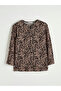 Beige Crew Neck Patterned Blouse - 5