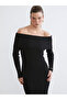 Black Boat Neck Knitwear Dress - 2