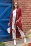 Women's Unlined Distressed Detailed Casual Cotton Knitwear Long Cardigan Cap