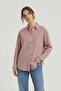 Gold Cvc Textured “No-Iron Effect” Oversized Striped Shirt - 5