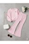 Girl Corded Fabric Fabric Flared Pants and Sweatshirt - 2