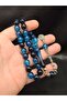 Special Round Sphere Cut Blue Black Color Powder Amber Prayer Beads - 2