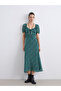 Esvab • Modern & Distinctive Heart Roba Collar Floral Balloon Sleeve Dress