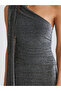 One Shoulder Shiny Look Shirred Dress - 3