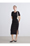 Esvab • Modern & Distinctive Zero Roba Collar Shiny Look Knitwear Dress
