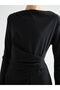 Boat Neck Gathered Dress - 3