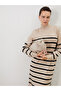 Esvab • Modern & Distinctive Stand Collar Striped Knitwear Dress - 3