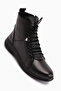 Jina Genuine Leather Black Lace-Up Women's Boots