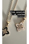 Luck/Abundance/Abundance Themed Stone Clover Earrings-Pendant Set - 4