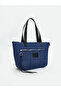 Navy Blue Zippered Women's Shoulder Bag - 2