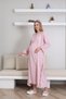 Pregnant and Postpartum Nightgown Dress Set Long Length Nursing Featured V-Neck Lace Cotton Dress - 2