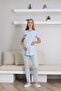 Pregnant Women's Maternity Pajama Set 3-Piece Floral Patterned Dressing Gown Breastfeeding Adjustable Waist - 5