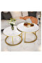 Coffee Table Set of 2 for Living Room, Round Coffee Table( white color) - 2