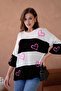 Women's Crew Neck Pearl Embroidered Ov Oversized Riko Sweater 10178 - 5