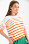 Women's Crew Neck Short Sleeve Striped Knit Sweater 10055 - 5