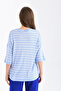 Women's Crew Neck Short Sleeve Striped Oversized Knitwear Sweater 10218.Vsc - 6