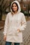 Women's Plush Coat Hooded Wide Fit Cream - 7