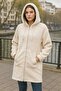 Women's Plush Coat Hooded Wide Fit Cream - 4