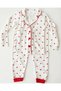 Girl's Red Heart Ribbed 100% Cotton Pajama Set Bottom Top Set - 2