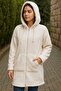 Women's Plush Coat Hooded Wide Fit Cream - 2