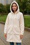 Women's Plush Coat Hooded Wide Fit Cream - 6