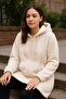 Women's Plush Coat Hooded Wide Fit Cream - 3