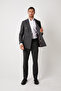 Men's Dark Gray Striped Double-Breasted Piece Suit – Regular Cotton Fabric - 5