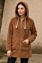 Women's Plush Coat Hooded Wide Fit Brown