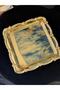 6 Pieces Square Gold Tray Gold Casting Rose Frame Brown Tea Cup Presentation Tray - 6