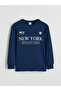 Navy Blue New York Printed Boy's Pajama Set - 2