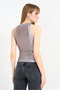 Grey-Silver-Pink Halter Neck Metallic Crew Neck Tank Top - 241013 - 6