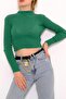 Women's Crop Cut Long Sleeve Stretch Fabric Knitwear Sweater - 6