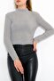 Women's Crop Cut Long Sleeve Stretch Fabric Knitwear Sweater - 6