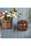 OneDcor 2 Pcs Wooden Wall Planter - Versatile Hanging Flower Basket and Decorative Pot - 4
