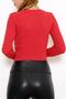 Women's Crop Cut Long Sleeve Stretch Fabric Knitwear Sweater - 5