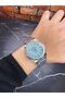 Men's Wristwatch – Silver Steel Case – Silver Steel Band – Turquoise Dial - 5