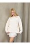 Zero Neckline Stone Detailed Knitwear Women's Sweatshirt Off-The-Shoulder Model - 6