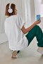 Women's White Nice Pattern Printed Oversized T-Shirt - 4