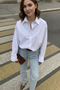 White - Women's Straight Cut Poplin Shirt - 3