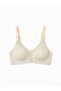 Cream Cotton Wire-Free Sponge-Free Polka Dot Patterned Shaping / Sculpting Bra - Wire-Free Unpadded Comfort Model - 8