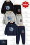 Children's Unisex'Dinosaur Blue Color in the Apartment' 3-Piece Hooded Tracksuit Set