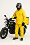 Yellow 2-Piece Raincoat Set 0.32 Micron Thick Pockets Hooded Zippers Snaps (Top+Pants) - 3