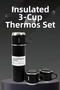 Stainless steel thermos set with 3 cups vacuum thermos set 500 ml up to 12 hours heat preservation - 2