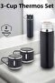 Stainless Steel 3-Piece Thermos Set Vacuum and 8 Hours Heat Preservation