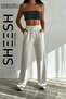 Soft Textured Wide Leg Modal Off-White Palazzo Pants Sweatpants