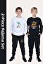 Boys' 2-Piece Round Neck Space-Astronaut Printed Detailled Top-Bottom Pajama Set