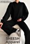Soft Textured Modal Black Top and Bottom Set Bottom Palazzo Sweatpants Trousers Top Crop Hoodie