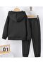 Be Your Self Butterfly Printed Black Children's Hoodie Tracksuit Set - 2