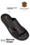 Genuine Real Leather Men's Slippers Lightweight Leather A Black - 3