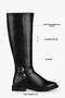 Women's Steele Black Skin Buckle Flat Heeled Boots Black Skin - 5